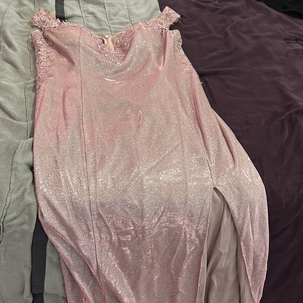 Pink glittery prom dress